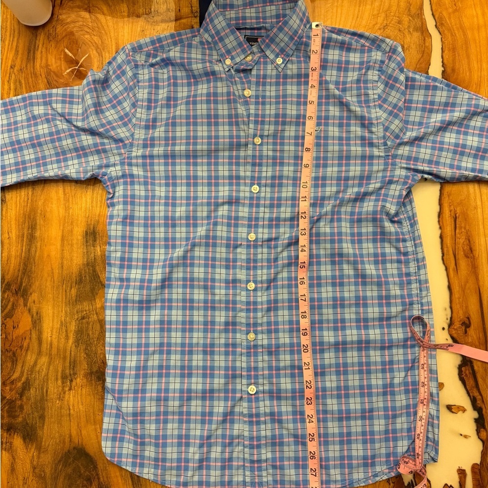 Vineyard Vines Performance Button Down Shirt Mens XL Blue Plaid Stretch Whale - Picture 5 of 6